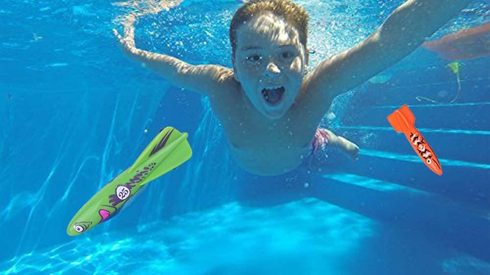 Diving Pool Toy 4-Pack Underwater Torpedo Sharks for Kids