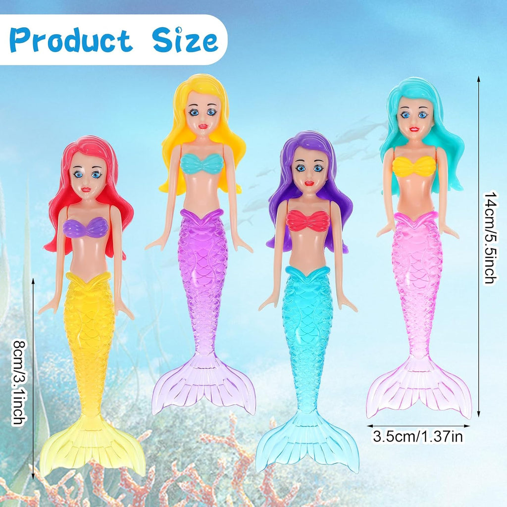 4PCS Mermaid Dive Toys, Underwater Pool & Bath Toys for Kids