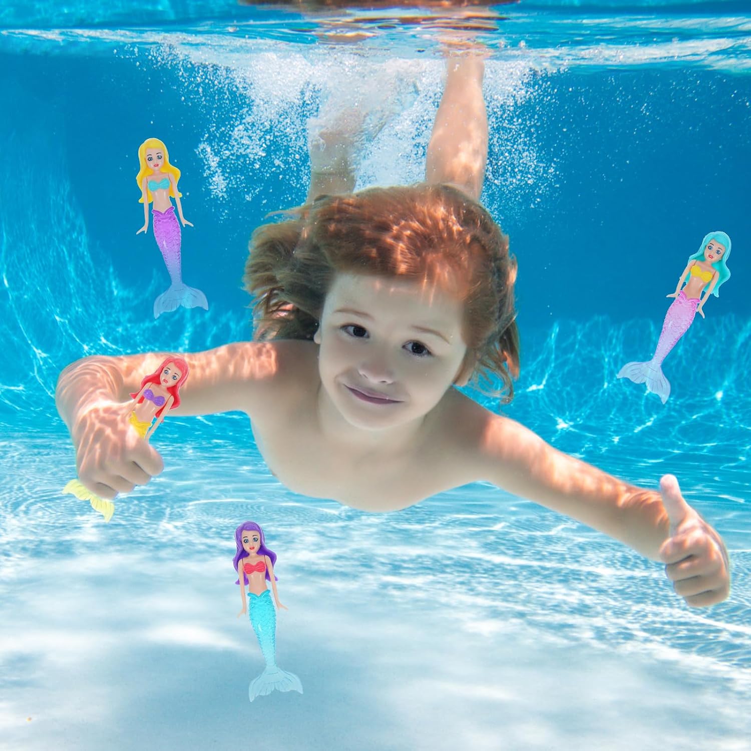 4PCS Mermaid Dive Toys, Underwater Pool & Bath Toys for Kids