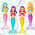 4PCS Mermaid Dive Toys, Underwater Pool & Bath Toys for Kids